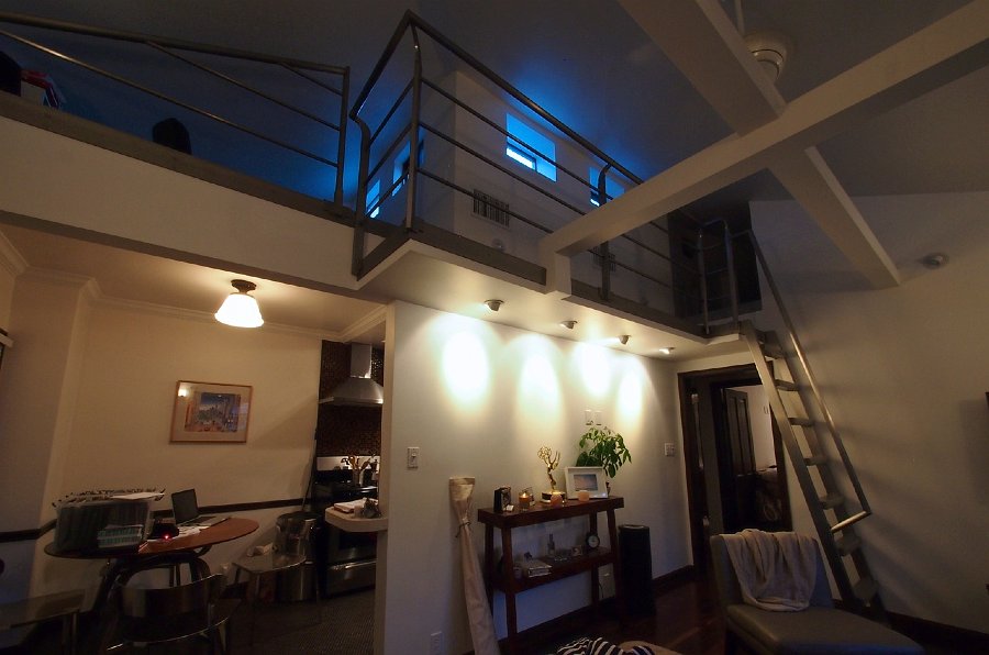 From the livingroom the catwalk and lofts